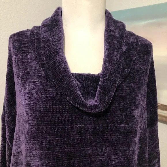J. Jill Purple Cowl Neck Sweater Luxurious Velour - Picture 5 of 8